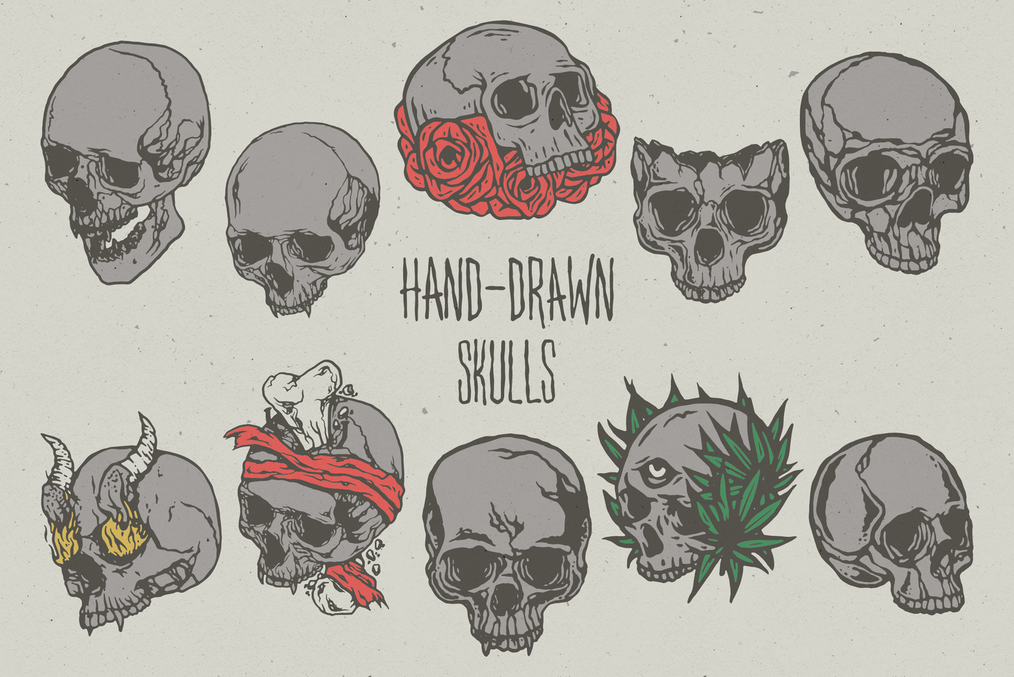 Hand-Drawn Skulls
